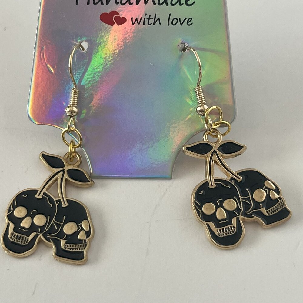 Skull Cherries Dangle Earrings